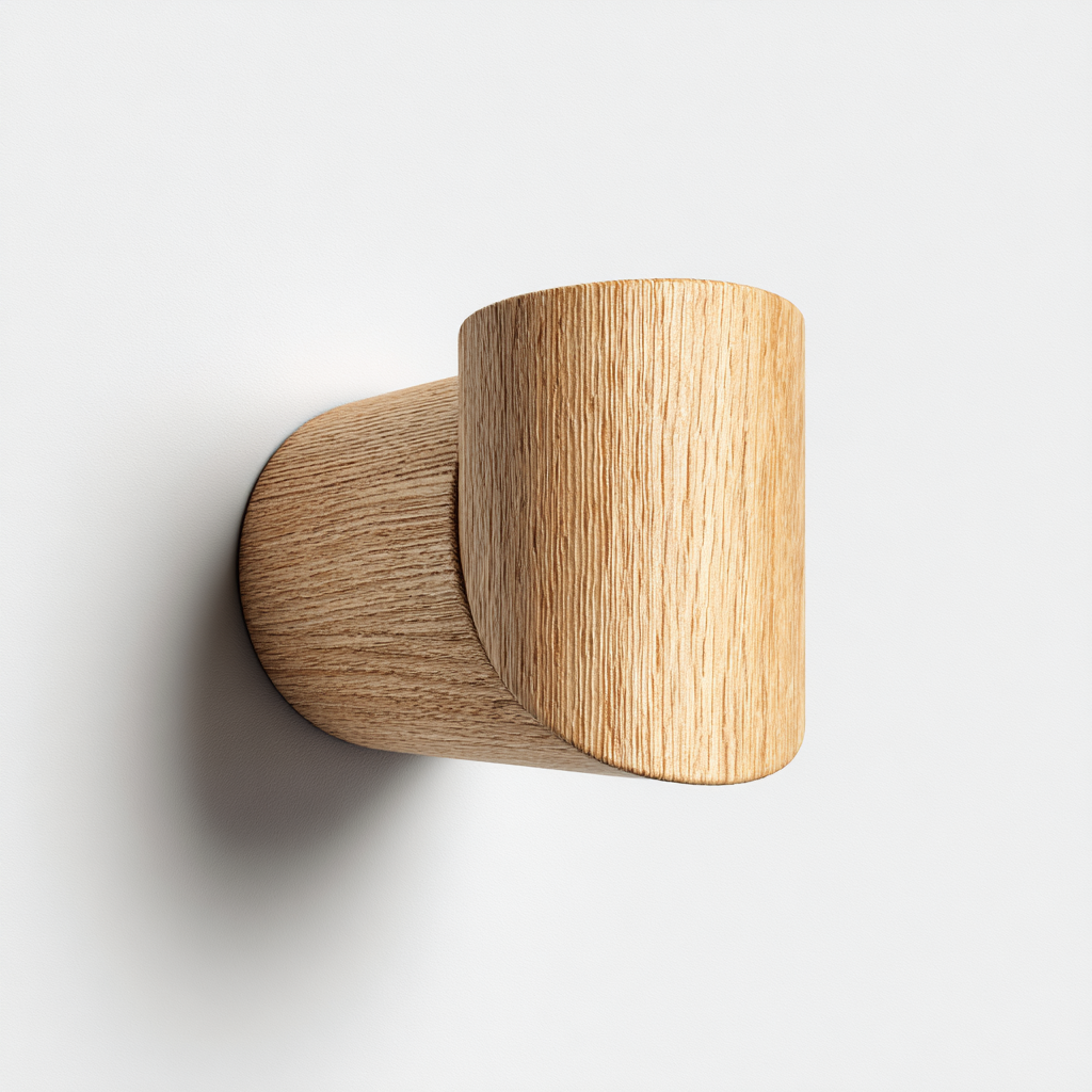 Nordic Oak Cylinder Wall Hook - Solid Wood